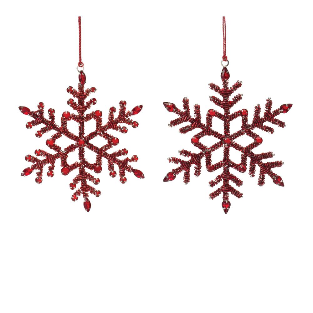 Snowflake Ornament (Set of 12) 5.5"H Iron/Glass. Picture 1