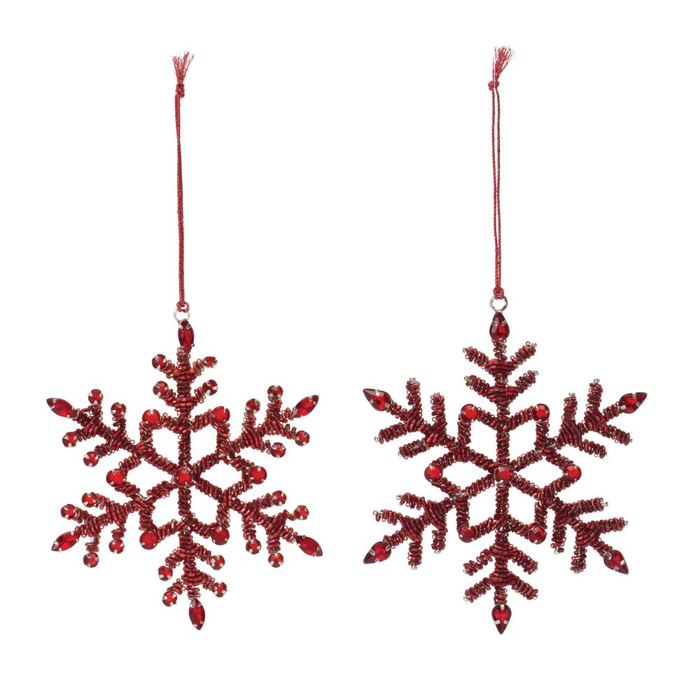 Snowflake Ornament (Set of 12) 5.5"H Iron/Glass. Picture 2