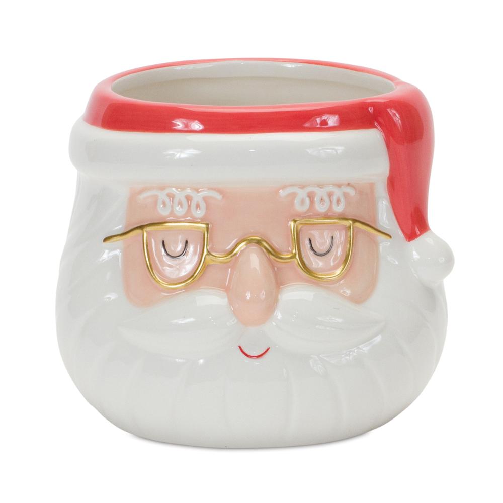 Santa Pot (Set of 2) 5.25"D x 4.25"H, 5.5"D x 5"H Ceramic. Picture 3