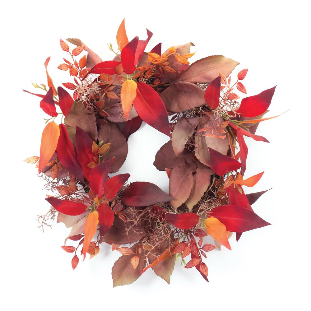 Fall Leaf Wreath 19"D Polyester. Picture 1