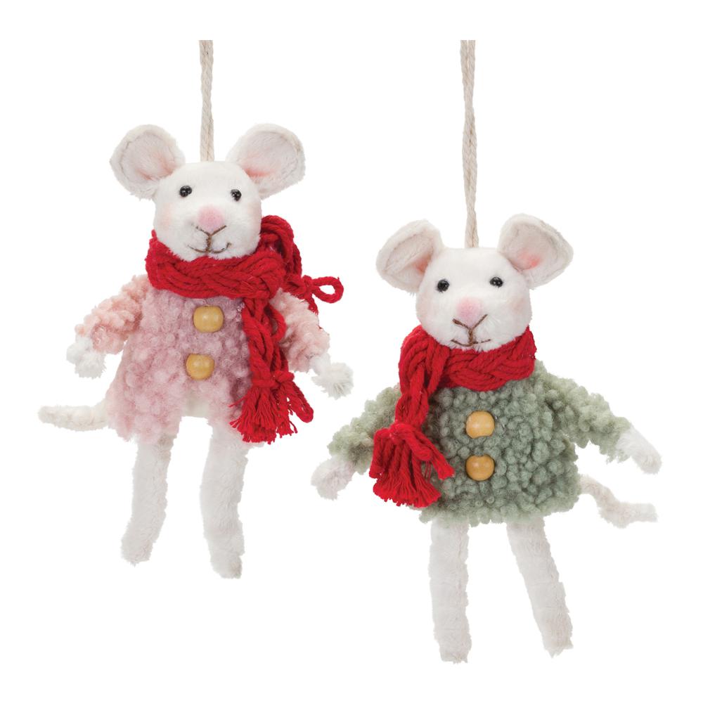 Mouse Ornament (Set of 6) 7"H Foam/Polyester. Picture 1