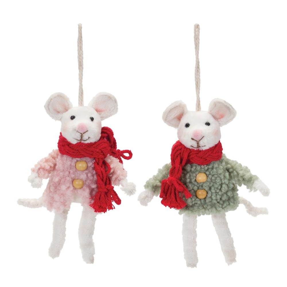 Mouse Ornament (Set of 6) 7"H Foam/Polyester. Picture 2