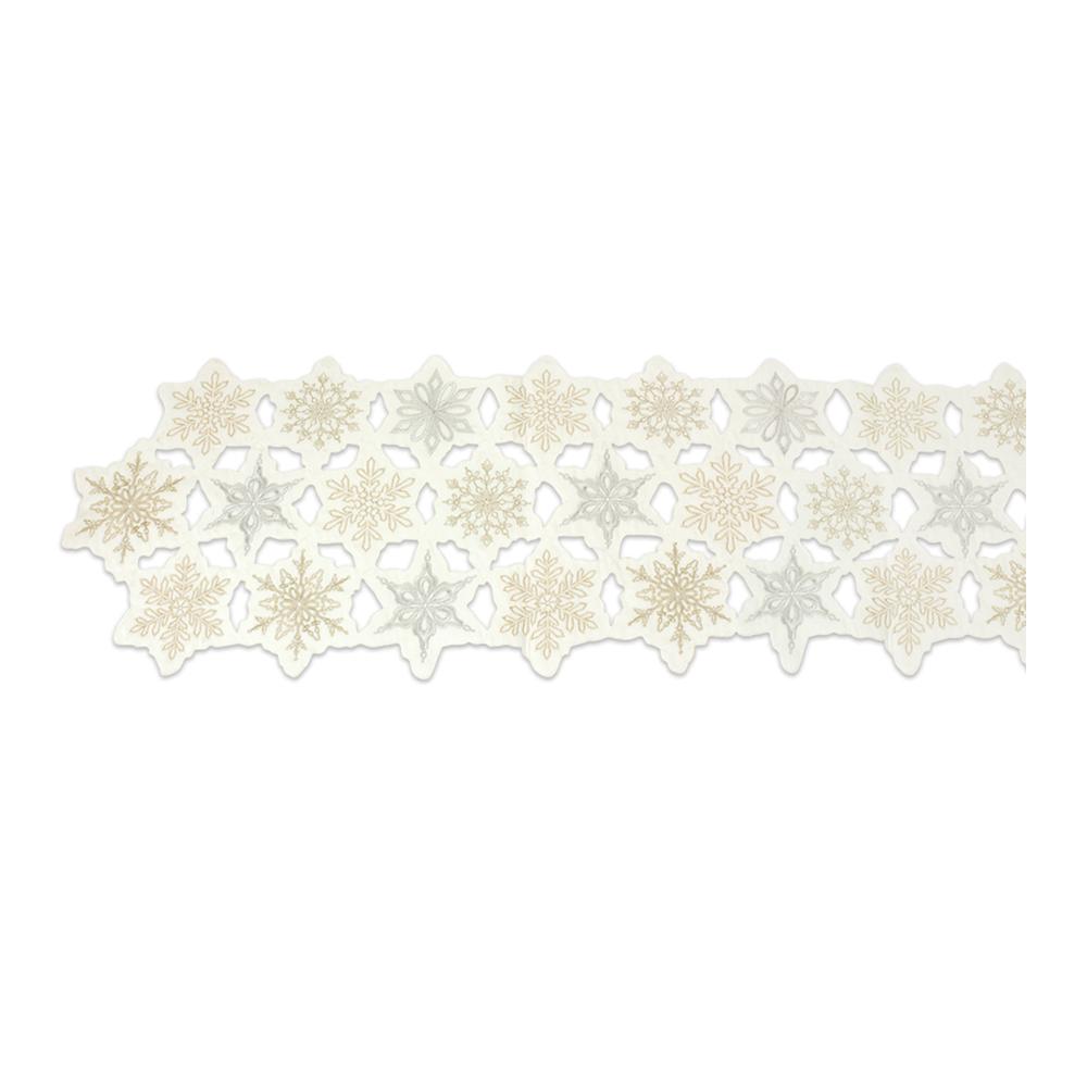 Snowflake Table Runner 68"L x 13"W Polyester. Picture 2