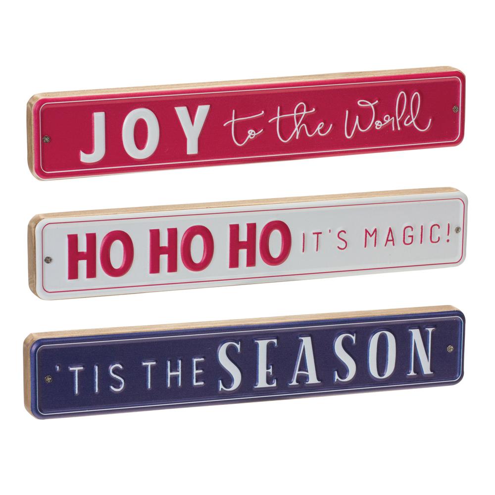 Christmas Sign (Set of 6) 12"L x 2"H MDF/Iron. Picture 1
