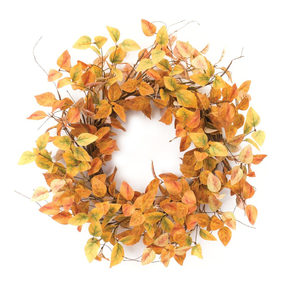 Fall Leaf Wreath 21.5"D Polyester. Picture 1