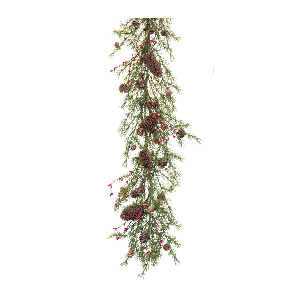 Pine w/Berry & Cone Garland (Set of 2) 5'L Plastic. Picture 1