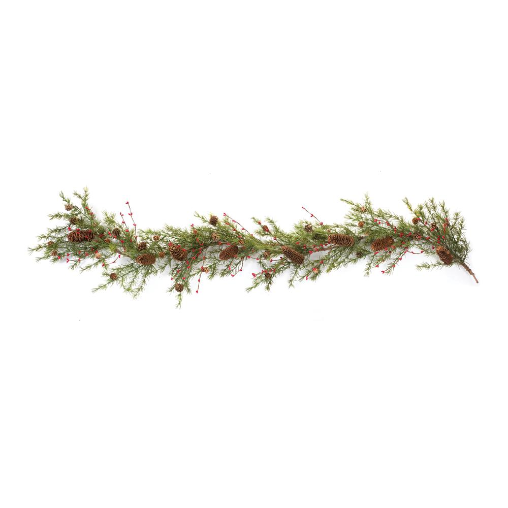 Pine w/Berry & Cone Garland (Set of 2) 5'L Plastic. Picture 2