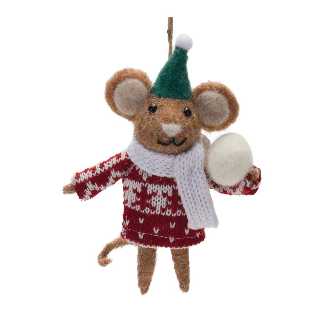 Mouse Ornament (Set of 12) 6"H Wool. Picture 1