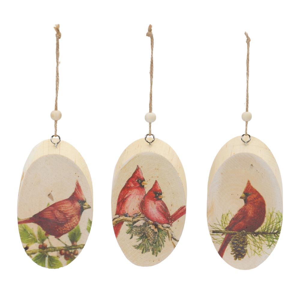 Cardinal Disc Ornament (Set of 24) 5.75"H Wood. Picture 1