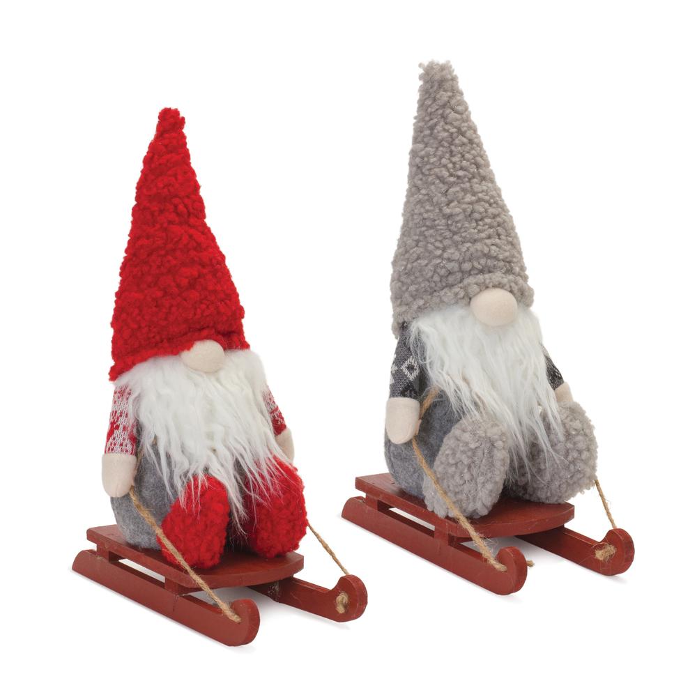Gnome on Sled (Set of 2) 13.5"H Polyester. Picture 1