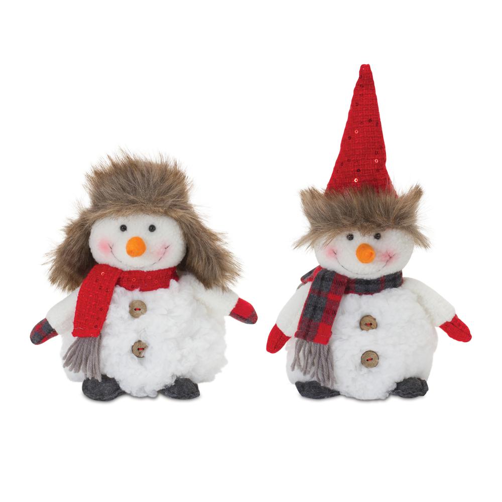 Snowman (Set of 2) 8"H, 10.5"H Polyester. Picture 1