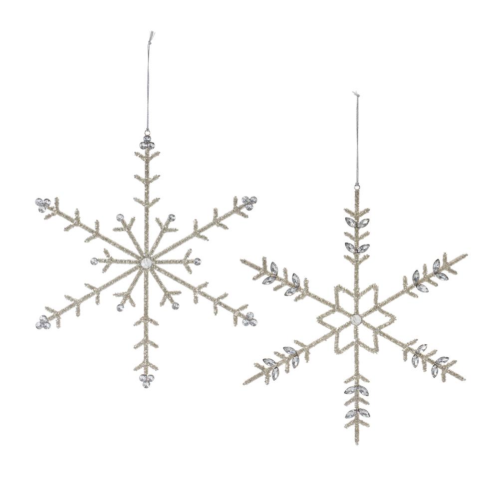 Snowflake Ornament (Set of 6) 14"H Iron/Glass. Picture 1