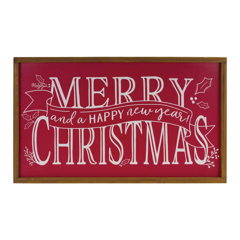 Merry Christmas/Happy New Year Sign 23.75"L x 14"H MDF/Wood. Picture 1