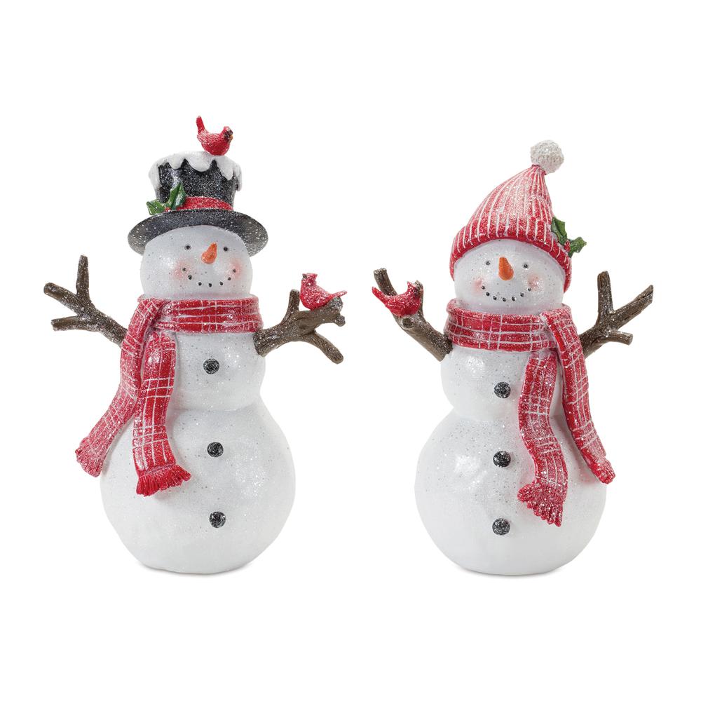 Snowman (Set of 2) 10"H, 11"H Resin. Picture 1