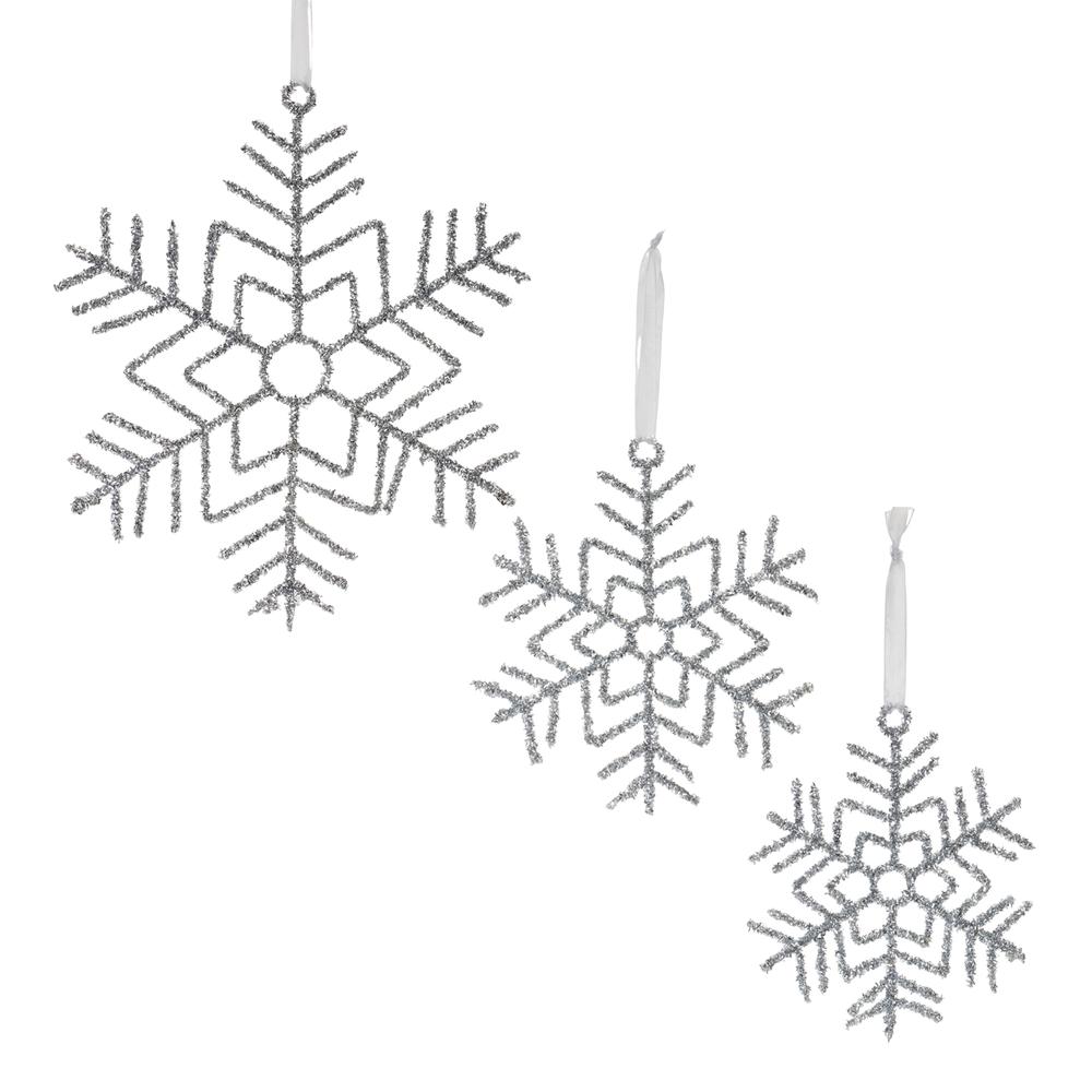 Snowflake Ornament (Set of 12) 9.75"H, 12.5"H, 16.25"H Wire. Picture 1