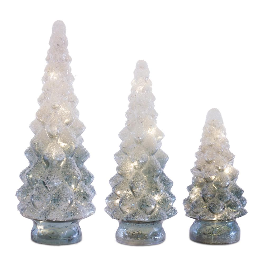 LED Tree (Set of 3) 9.5"H, 13.25"H, 15.75"H Glass 3 AA Batteries, Not Included. Picture 1