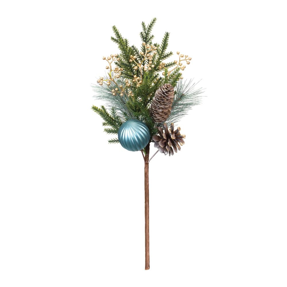 Pine Spray w/Ornament (Set of 2) 18.5"H Plastic. Picture 2