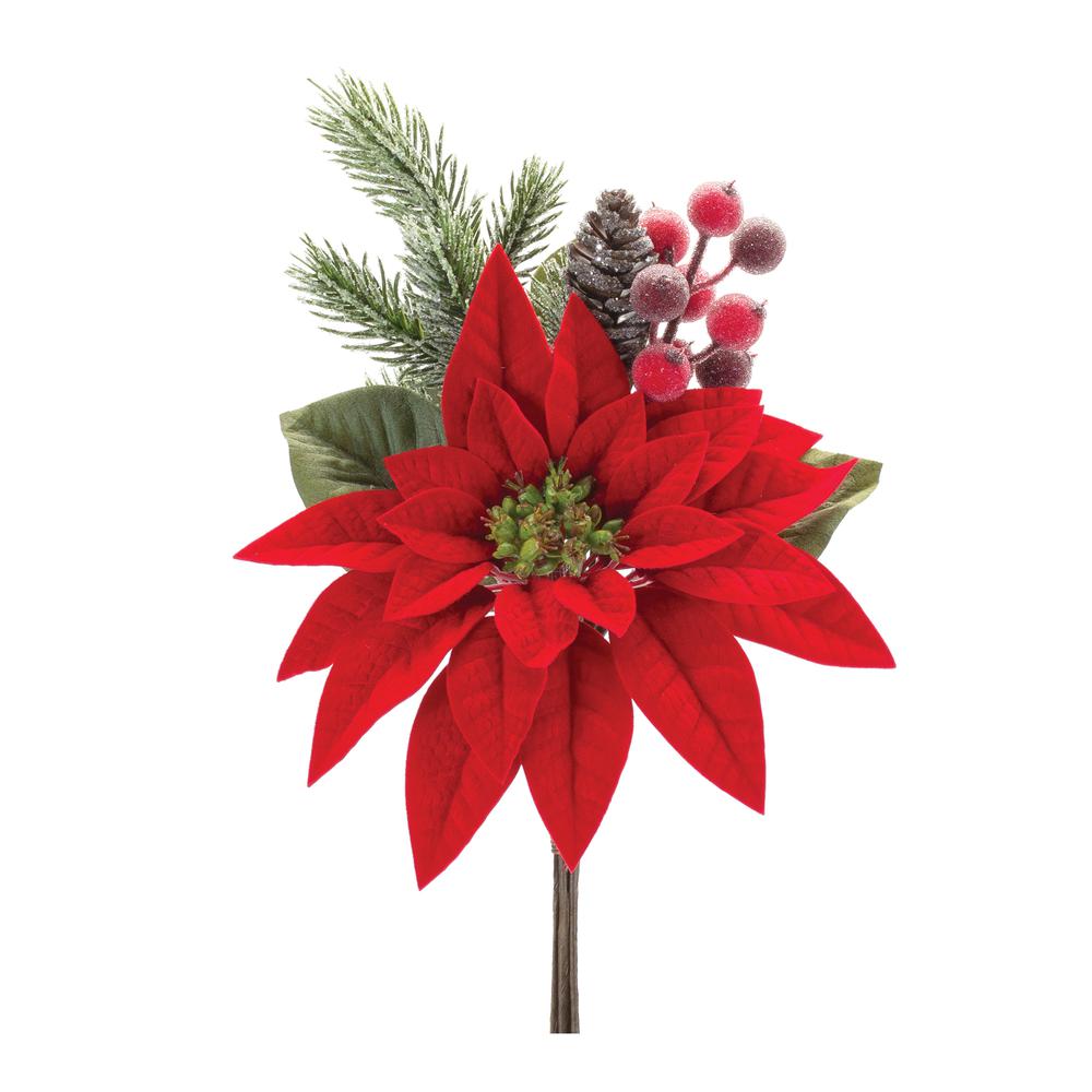 Poinsettia Pick (Set of 2) 18"H Polyester. Picture 1