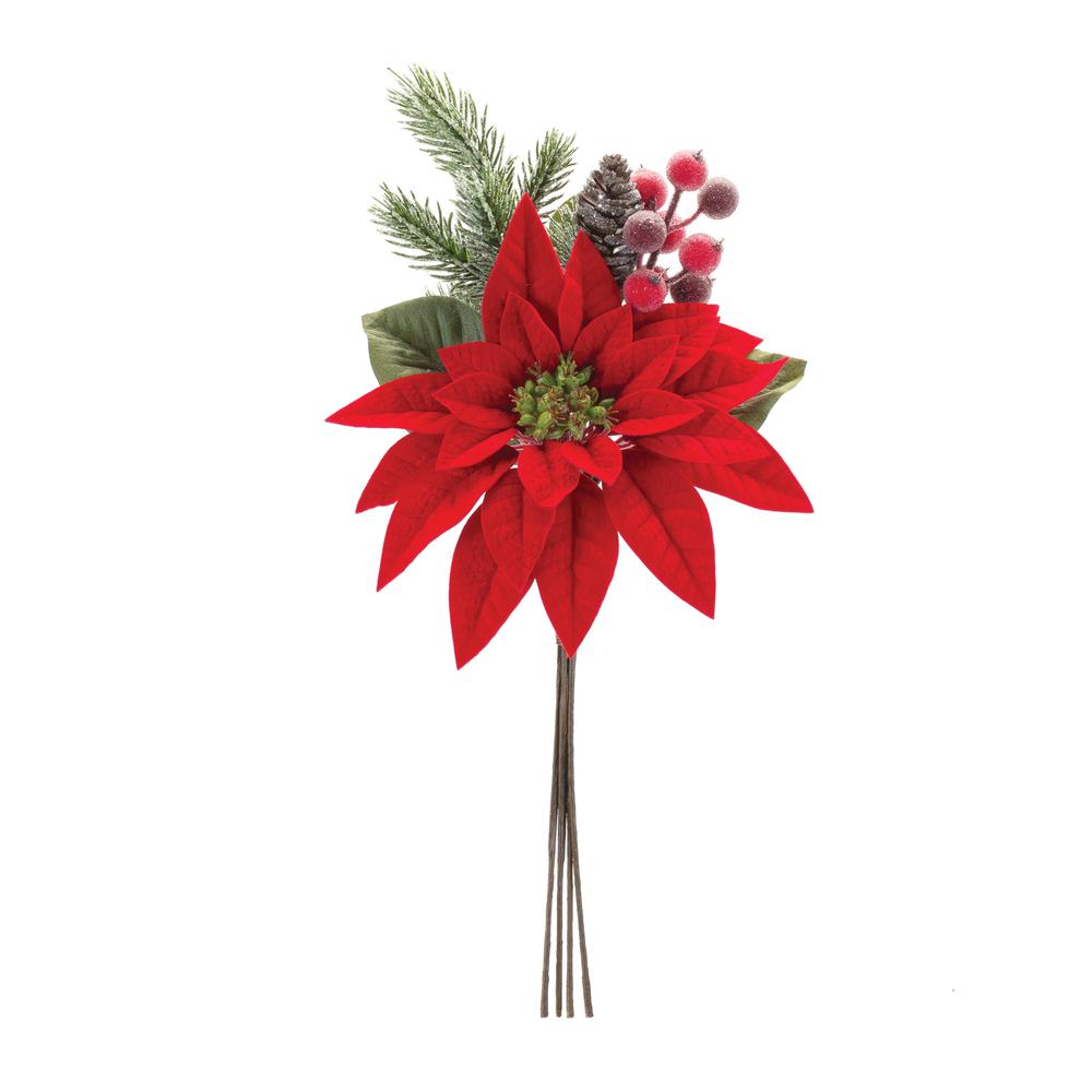 Poinsettia Pick (Set of 2) 18"H Polyester. Picture 2