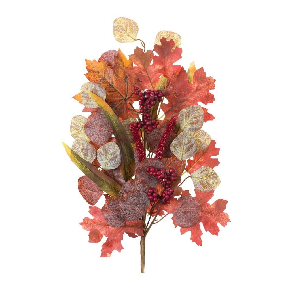 Mixed Fall Leaf Stem (Set of 2) 28"H Polyester. Picture 1
