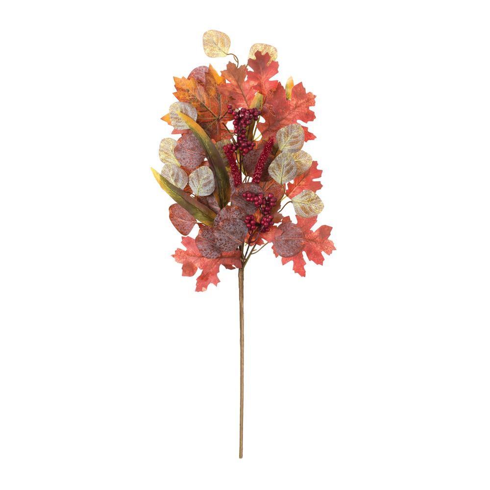Mixed Fall Leaf Stem (Set of 2) 28"H Polyester. Picture 2