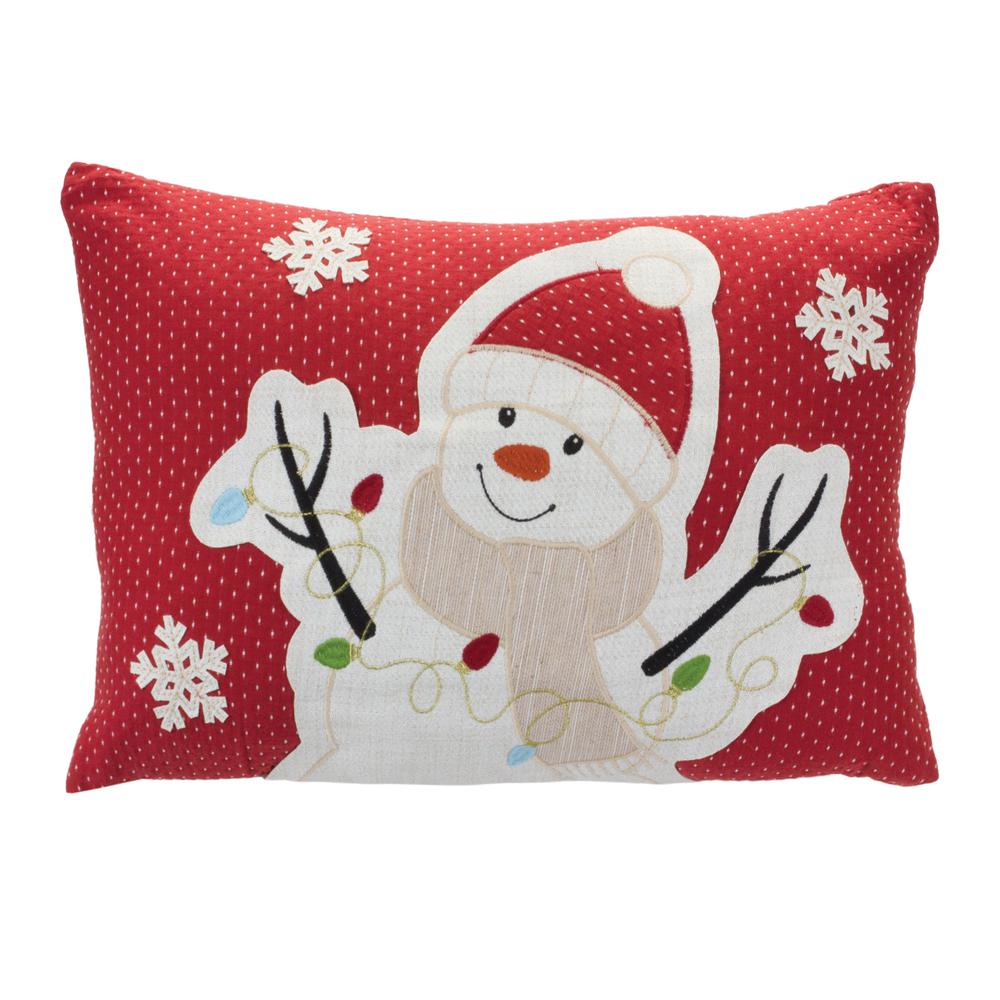 Snowman Pillow 17"L x 12"H Polyester. Picture 1
