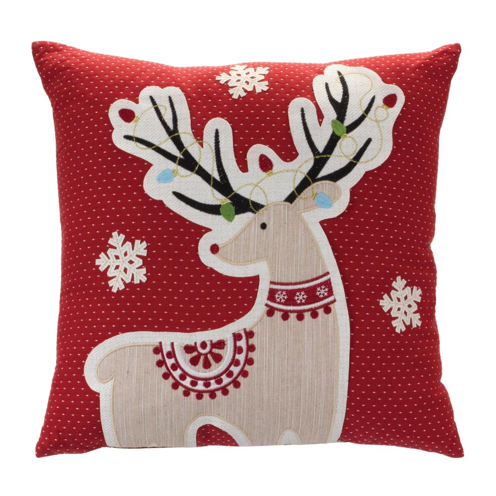 Reindeer Pillow 16"SQ Polyester. Picture 1