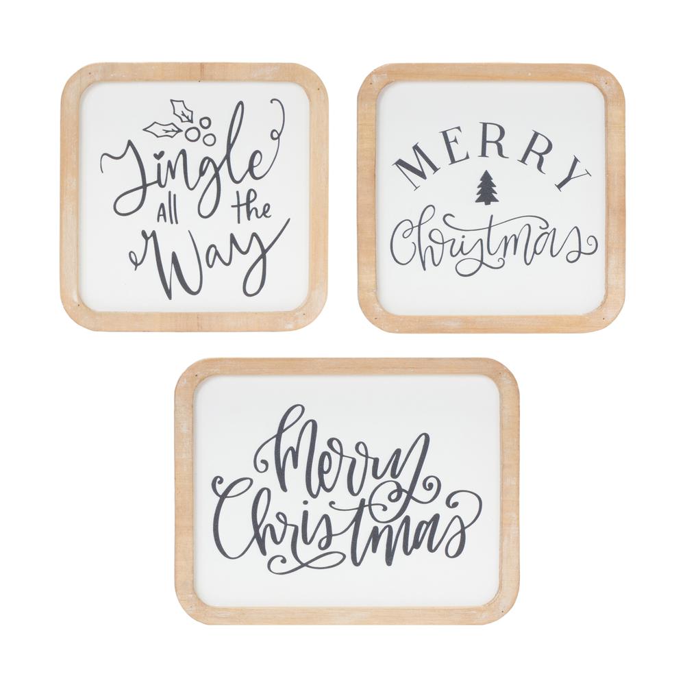 Christmas Plaque (Set of 12) 5"SQ, 5"SQ, 6.5"L x 5"H MDF/Wood. Picture 1