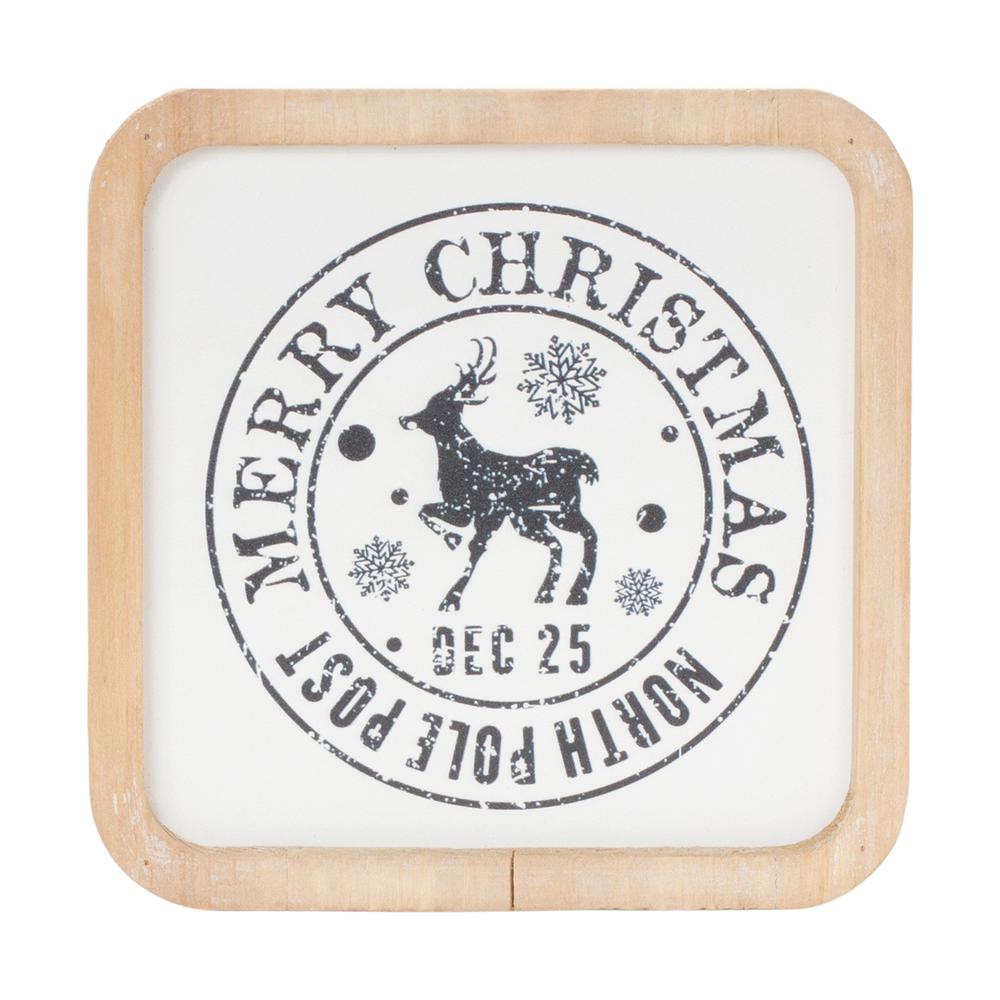 Christmas Mail Stamp Plaque (Set of 12) 5"SQ MDF/Wood. Picture 2