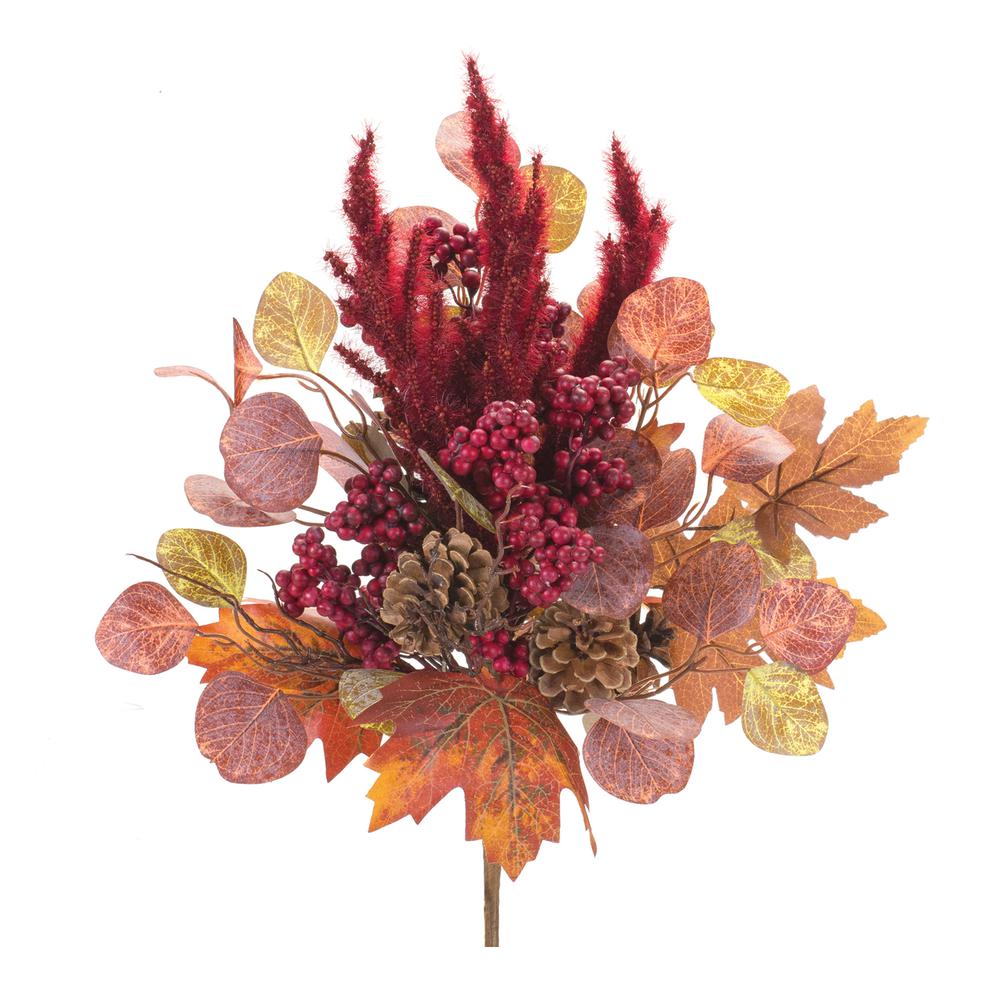 Mixed Fall Foliage Bush (Set of 2) 17"H Polyester. Picture 1