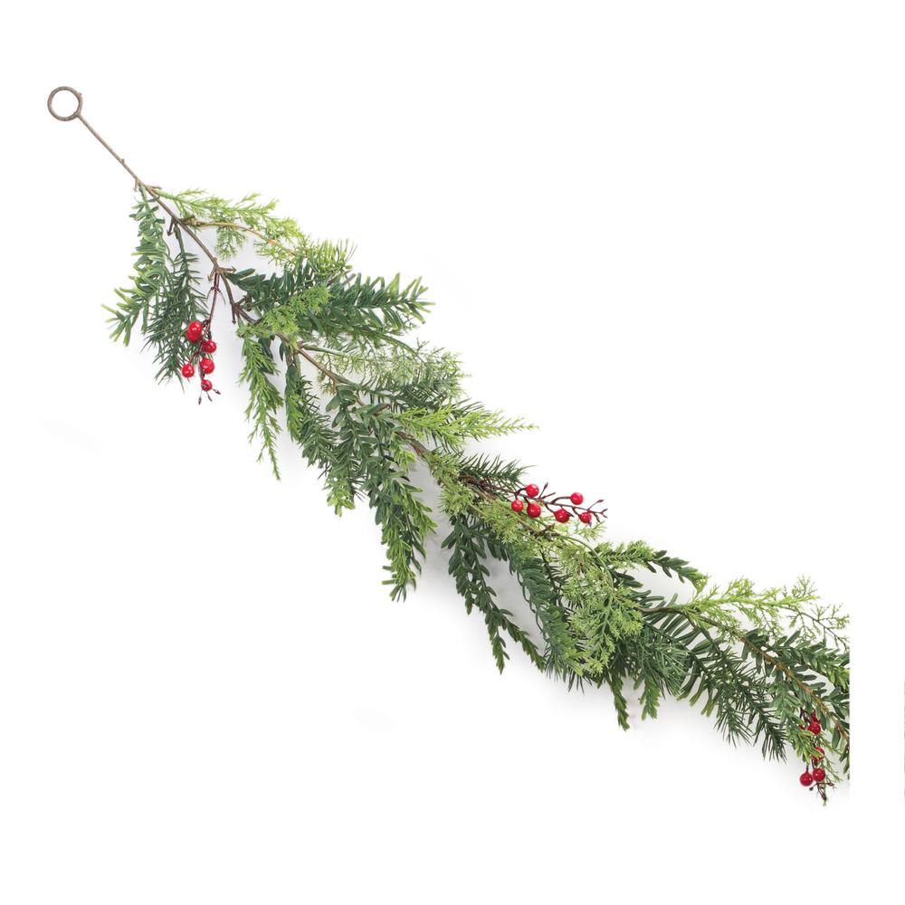 Melrose Set of 2 Pine with Berry and Ornament Artificial Christmas