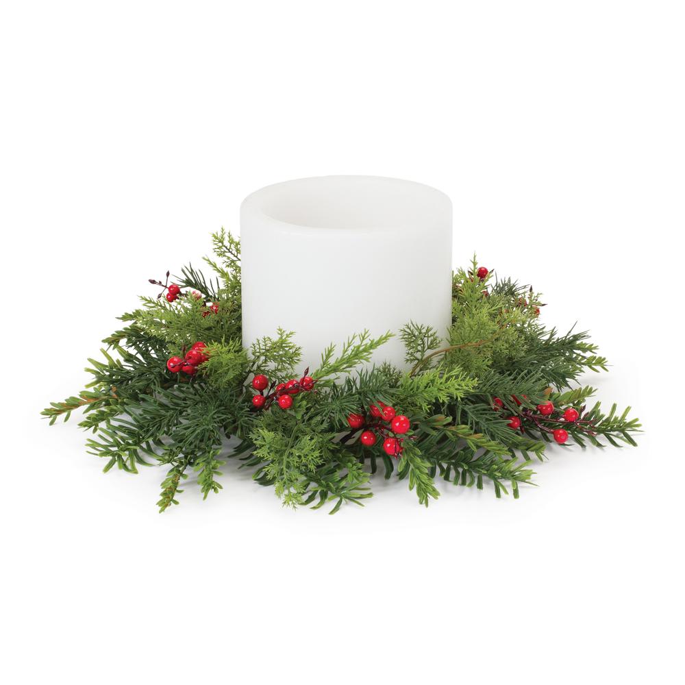 Pine Candle Ring 15"D Plastic (Fits a 6" Candle). Picture 1