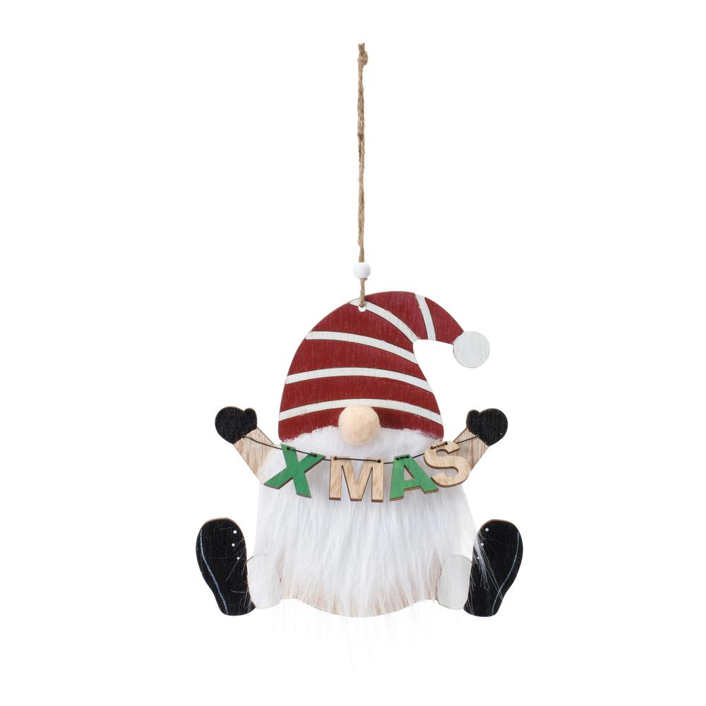 Gnome Ornament (Set of 12) 7"H Wood. Picture 2