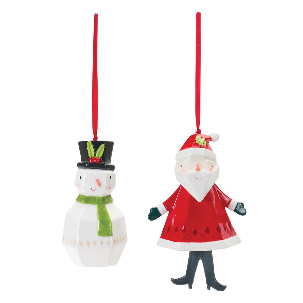Santa and Snowman Ornament (Set of 6) 4.75"H, 6"H Dolomite. Picture 2