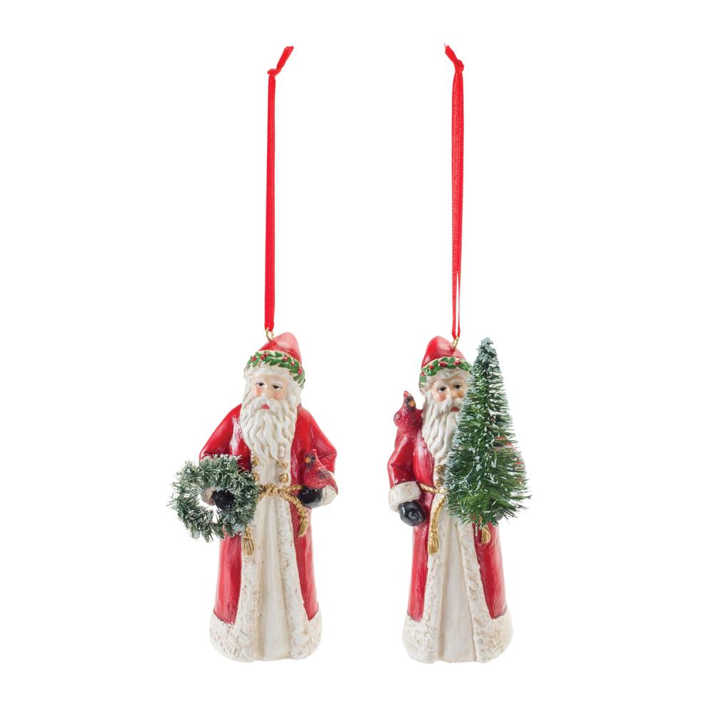 Santa w/Cardinal Ornament (Set of 6) 4.5"H Resin. Picture 2