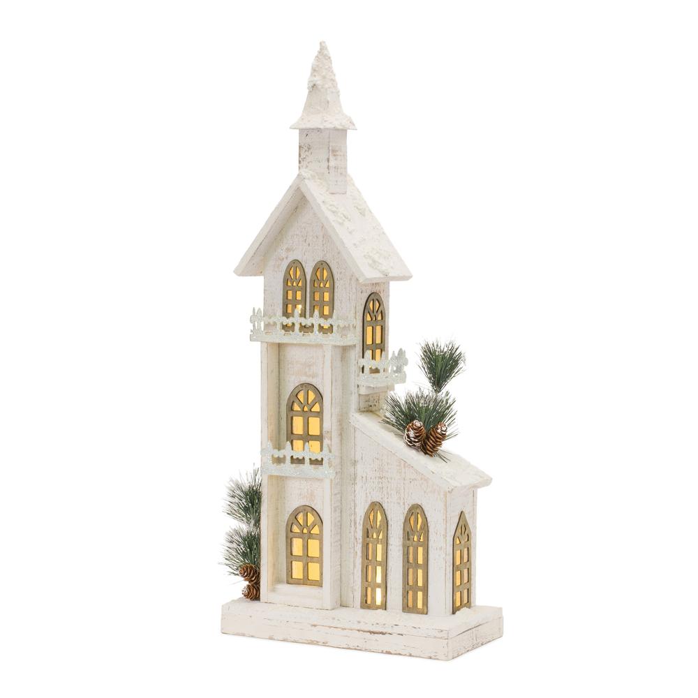 LED Church 11"L x 27"H Wood 3 AA Batteries, Not Included or USB Cord Included. Picture 1