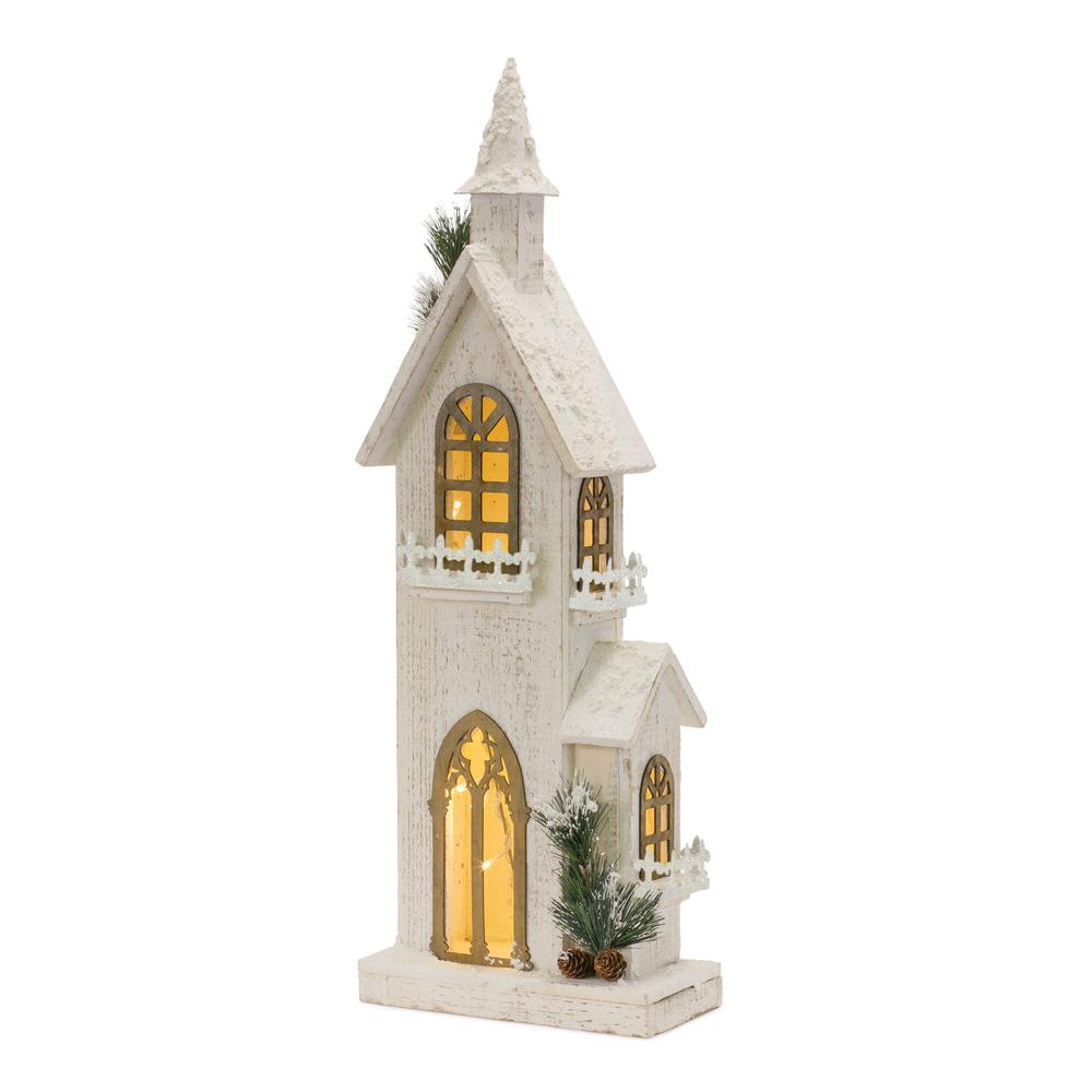 LED Church 9.5"L x 27"H Wood 3 AA Batteries, Not Included or USB Cord Included. Picture 1