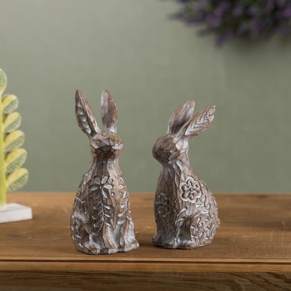 Rabbit (Set of 2) 7.25"H, 8"H Resin. Picture 2