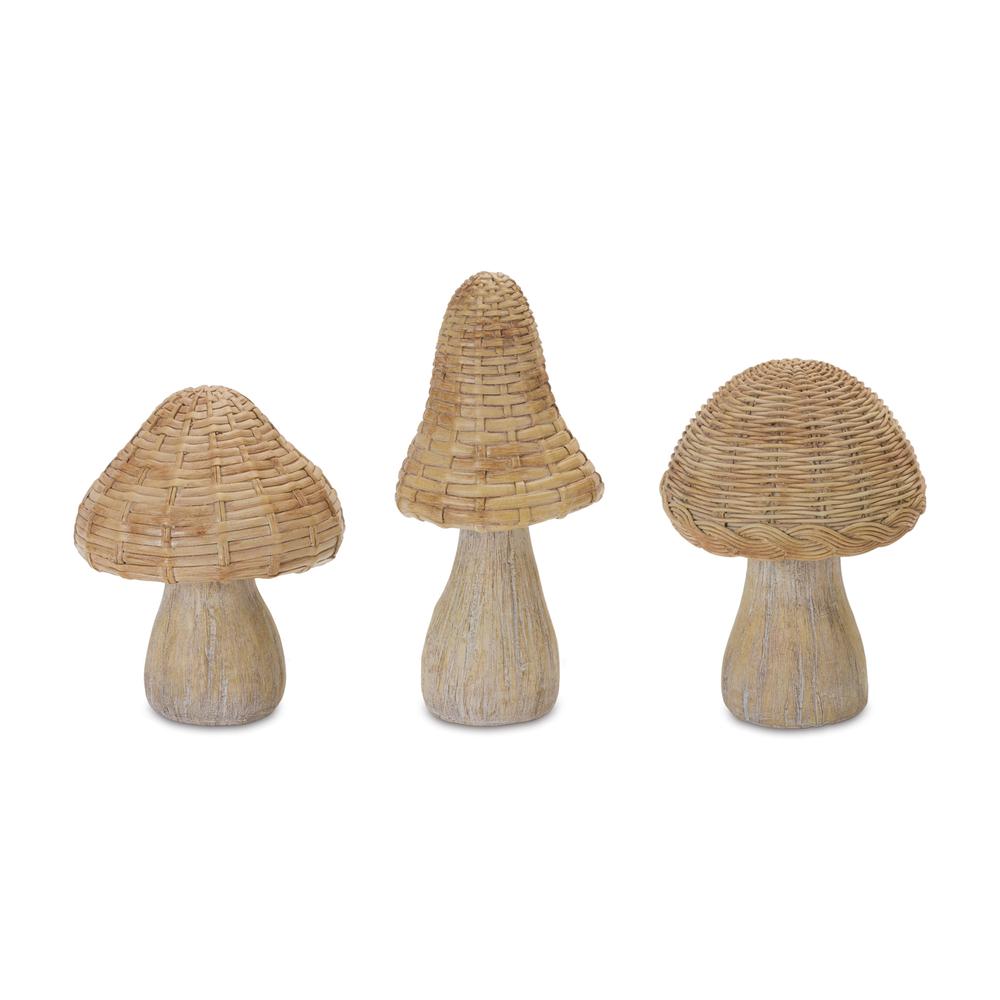 Mushroom (Set of 3) 6"H, 6.75"H, 8.25"H Resin. Picture 1