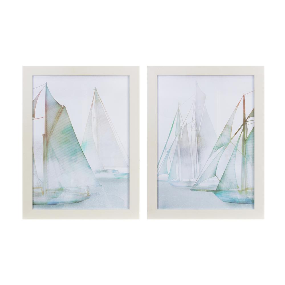 Sail Boat Print (Set of 2) 11.75"L x 15.75"H Plastic/Paper. Picture 1
