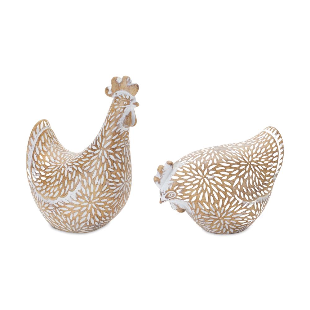 Chicken (Set of 2) 4"H, 6"H Resin. Picture 1