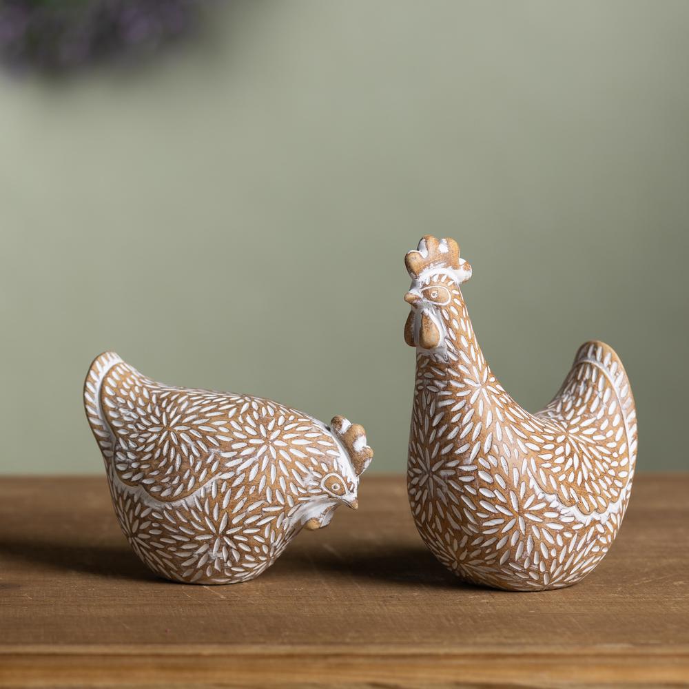 Chicken (Set of 2) 4"H, 6"H Resin. Picture 2
