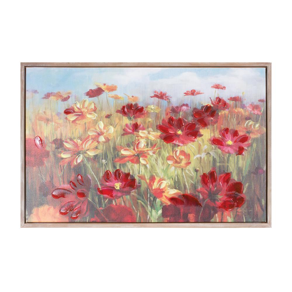 Framed Floral Print 35.5"L x 23.5"H Canvas/Wood. Picture 1