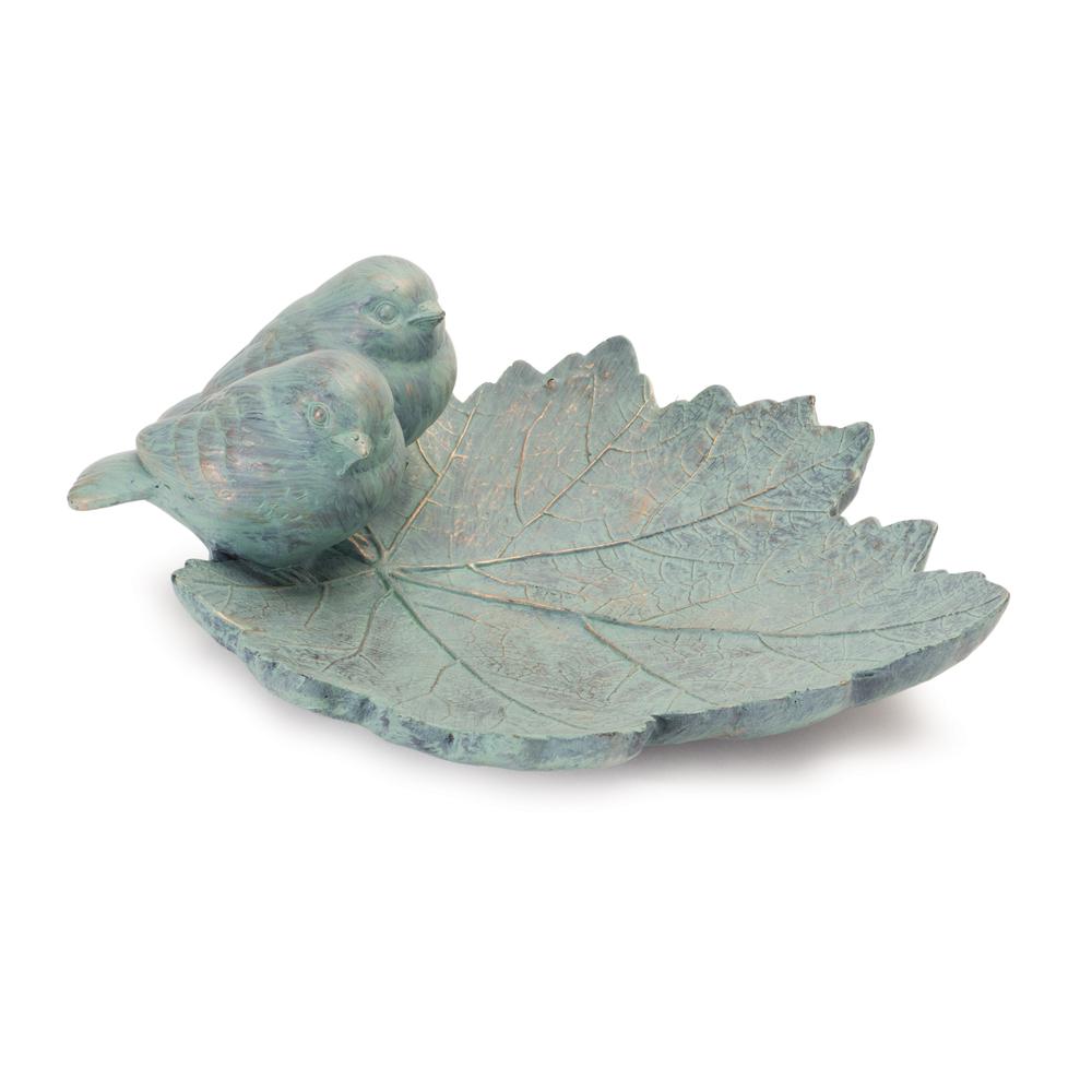 Leaf w/Birds (Set of 2) 10"L x 3.75"H Resin. Picture 1