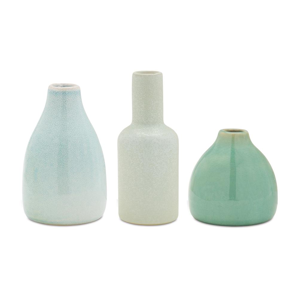 Vase (Set of 6) 3"H, 5"H, 5.25"H Ceramic. Picture 1