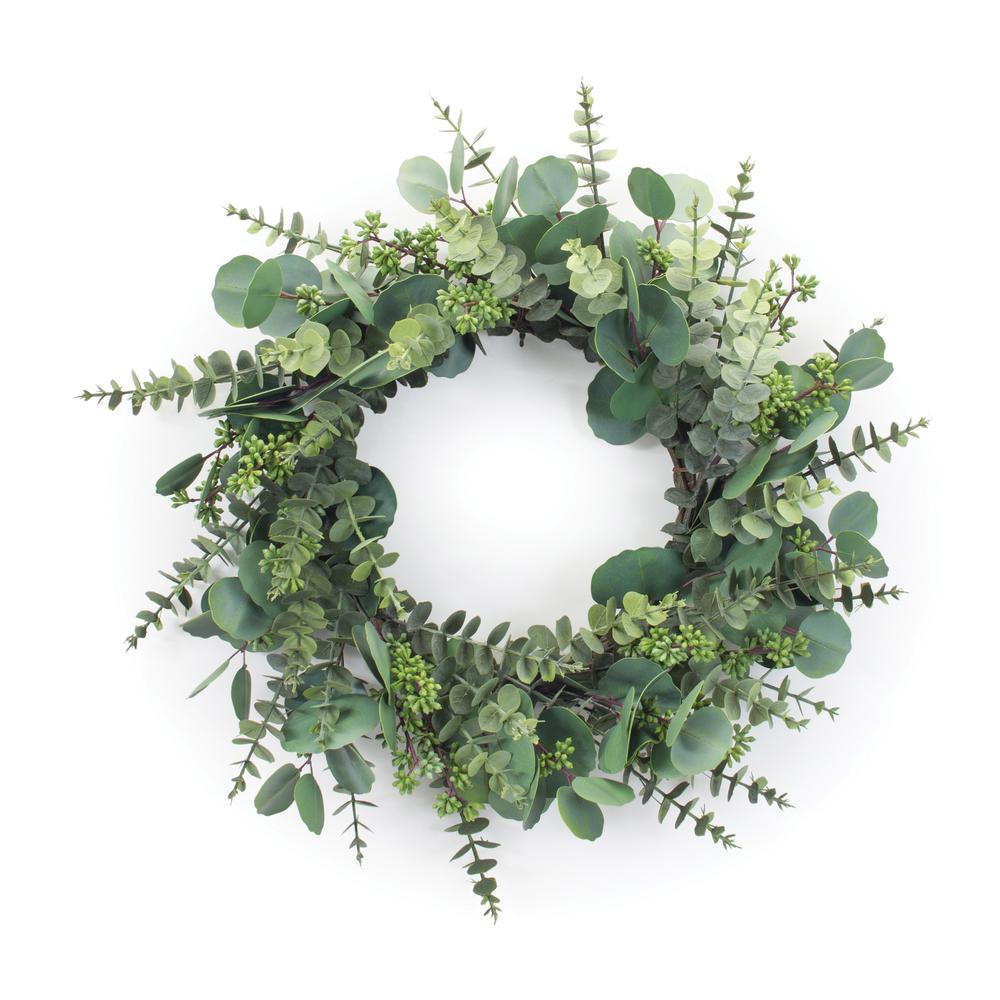 Mixed Eucalyptus Wreath 24"D Polyester. Picture 1