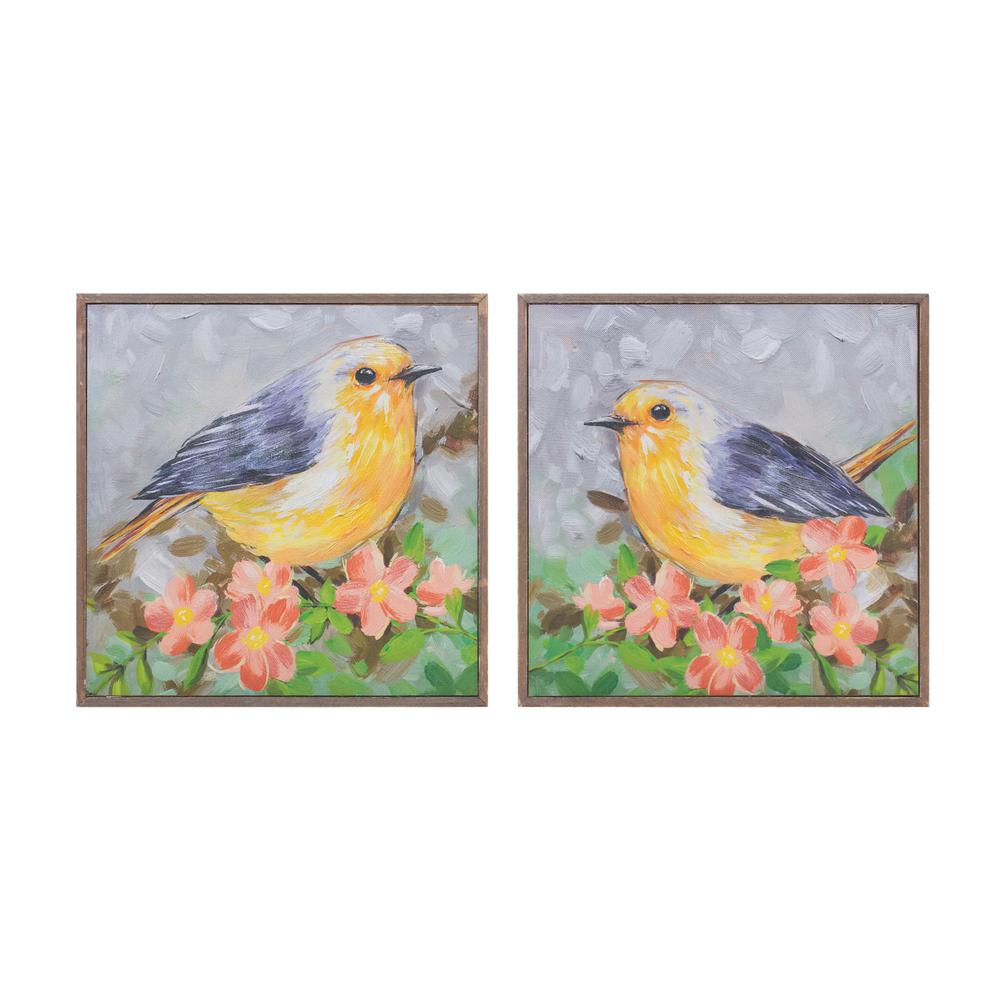 Bird Block (Set of 4) 10"SQ Wood/Canvas. Picture 1