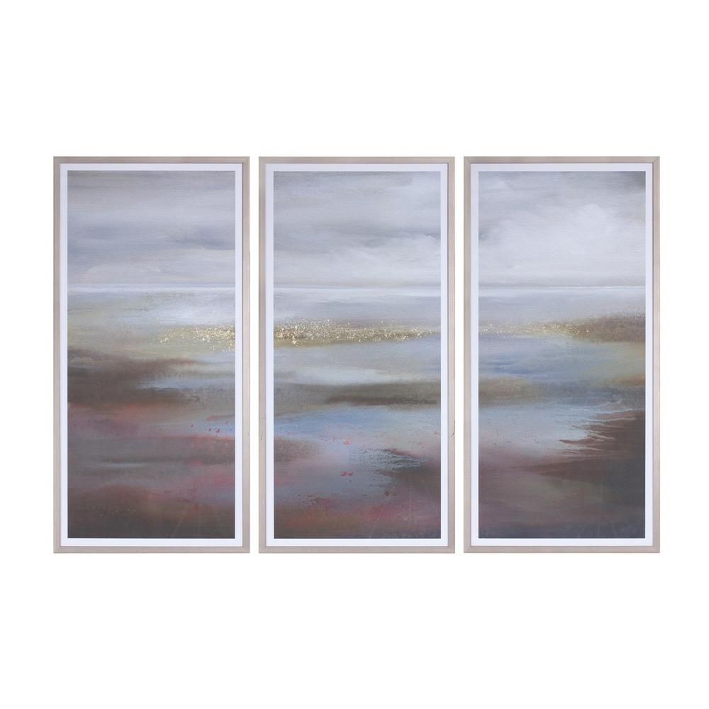 Framed Landscape Triptych (Set of 3) 19.5"L x 39.25"H (each panel) Plastic/Paper. Picture 1