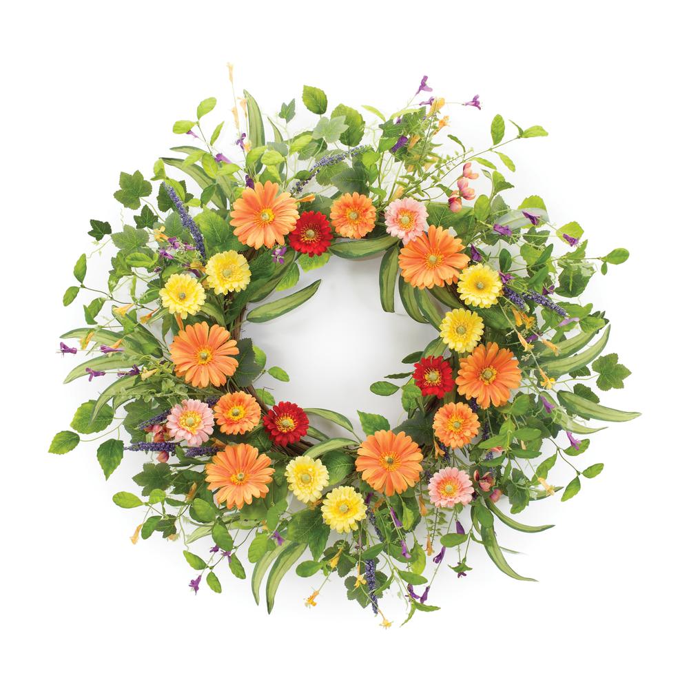 Mixed Floral Wreath 27.5"D Polyester. Picture 1