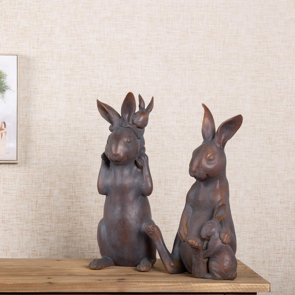 Mother and Baby Rabbit (Set of 2) 15.25"H, 16.25"H Resin. Picture 2